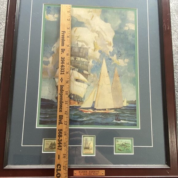 Anton Otto Fischer Framed‎ Art Print Harbor Harmony Commemorative Stamps 18x22 - Picture 13 of 16
